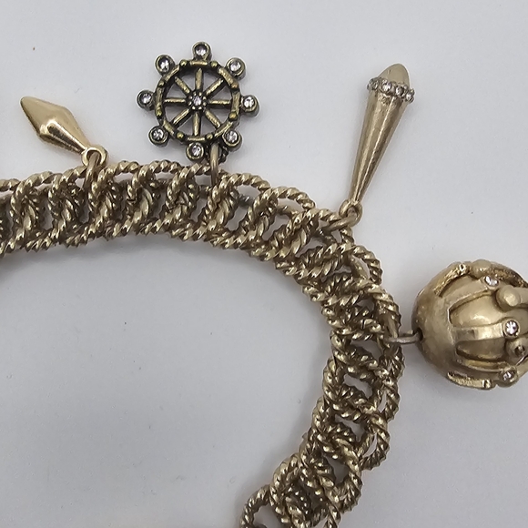 Banana Republic Nautical Rope Charm Bracelet T Clasp Bronze Brass - Picture 9 of 14